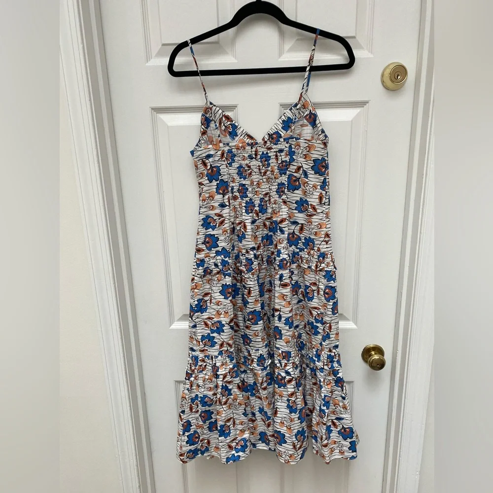 10 Crosby Derek Lam 100% Cotton Blue & Orange Spaghetti Strap Dress - Size 0